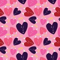 Bright Valentine's Day pattern with strange hearts. A pattern of devilish love hearts. vector