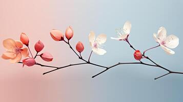 AI generated Realistic beautiful spring design with flowers and gradient minimalist color, AI Generated photo