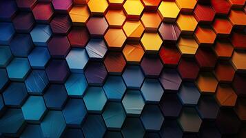 AI generated modern symmetrical hexagon arrangement with gradient color for wallpaper , AI Generated photo