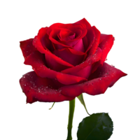 AI generated Red rose with drops xaisolated on transparent background png