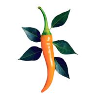 AI generated Ripe chilli with leaves isolated on transparent background png