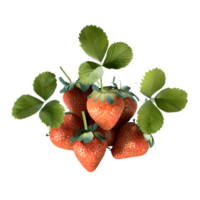 AI generated Strawberries with leaves isolated on transparent background png