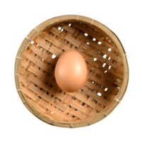 ai gegenereerd kip ei in bamboe mand geïsoleerd Aan transparant achtergrond png