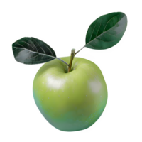 AI generated Fresh green apple with leaves isolated on transparent background png