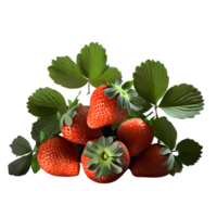 ai généré des fraises avec feuilles isolé sur transparent Contexte png