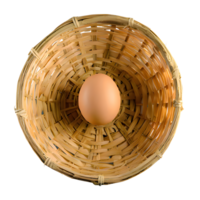 ai generado pollo huevo en bambú cesta aislado en transparente antecedentes png