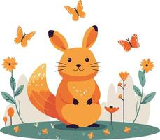 Rabbit Sitting Enjoying Spring Season Illustration vector