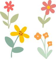 Spring Doodle Flower Illustration Set vector