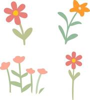 Doodle Spring Flower Set vector