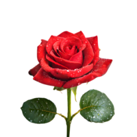 AI generated Red rose with drops water isolated on transparent background png