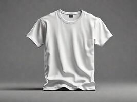 AI generated Blank white tshirt mockup on black background front view photo