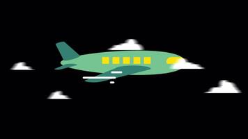 Green Airplane Flying Through The Clouds On Alpha Channel video