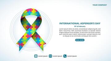 internacional asperger día antecedentes con un rompecabezas cinta y circulo vector