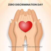 Square Zero Discrimination Day background with hands holding love vector