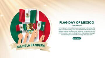 Flag Day Mexico with hands and flags vector