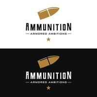 Bullet ammunition logo template design with vintage style. vector