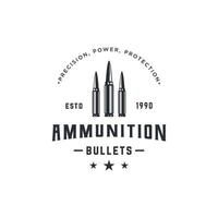 Bullet ammunition logo template design with vintage style. vector