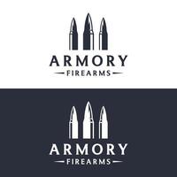 Bullet ammunition logo template design with vintage style. vector