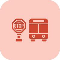 autobús detener glifo tritono icono vector