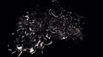 Abstract animation of moving grey liquid substance on black background. 3d animation. video