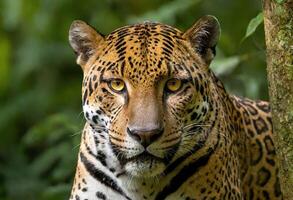 ai generado un majestuoso jaguar en sus natural habitat foto