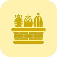 Vegetable Basket Glyph Tritone Icon vector