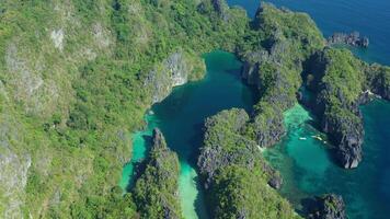 Aerial view of Big Lagoon in the Philippines video