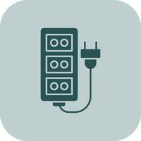 Extension Cord Glyph Tritone Icon vector