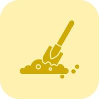 Shovel In Soil Glyph Tritone Icon vector