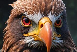ai generado un majestuoso águila con perforación ojos foto