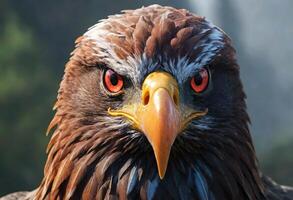 ai generado un majestuoso águila con perforación ojos foto