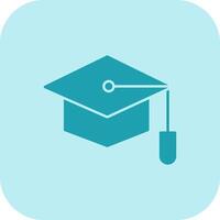 Graduate Hat Glyph Tritone Icon vector