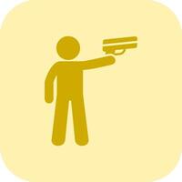 Policeman Holding Gun Glyph Tritone Icon vector