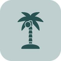 Coconut Tree Glyph Tritone Icon vector