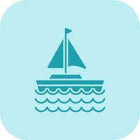 Sail Boat Glyph Tritone Icon vector