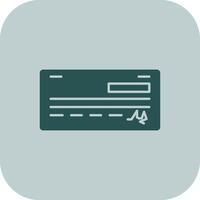 Bank check Glyph Tritone Icon vector