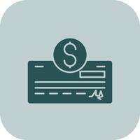 Pay Check Glyph Tritone Icon vector