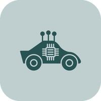 autónomo coche glifo tritono icono vector