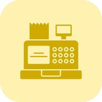 Cash Register Glyph Tritone Icon vector