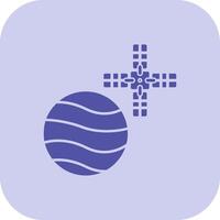 Mars With Satellite Glyph Tritone Icon vector