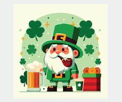 Vector Hand Drawn Saint Patrick Day Leprechaun Illustration