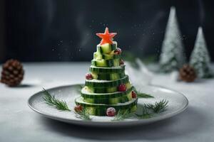 AI generated Christmas tree appetizer. Generate ai photo