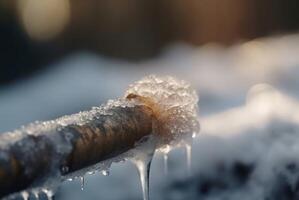 AI generated Frozen water pipe old tube. Generate Ai photo