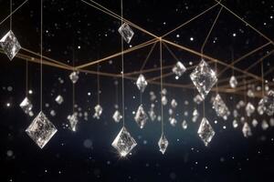 AI generated Diamonds hanging strings. Generate ai photo