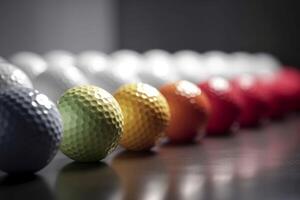 AI generated Golf balls row. Generate Ai photo