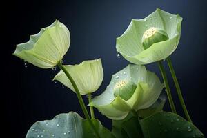 AI generated Verdant Lotus leaves buds. Generate Ai photo