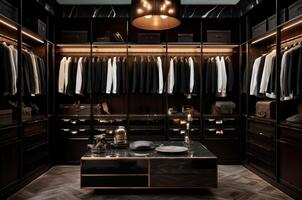 AI generated Lavish Luxury male wardrobe interior. Generate Ai photo