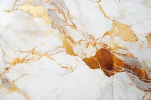 AI generated gold and white marble surface texture background photo