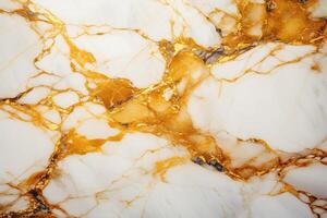 AI generated gold and white marble surface texture background photo