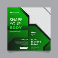 Fitness gym social media post banner template. Square flyer template. - Vector. vector